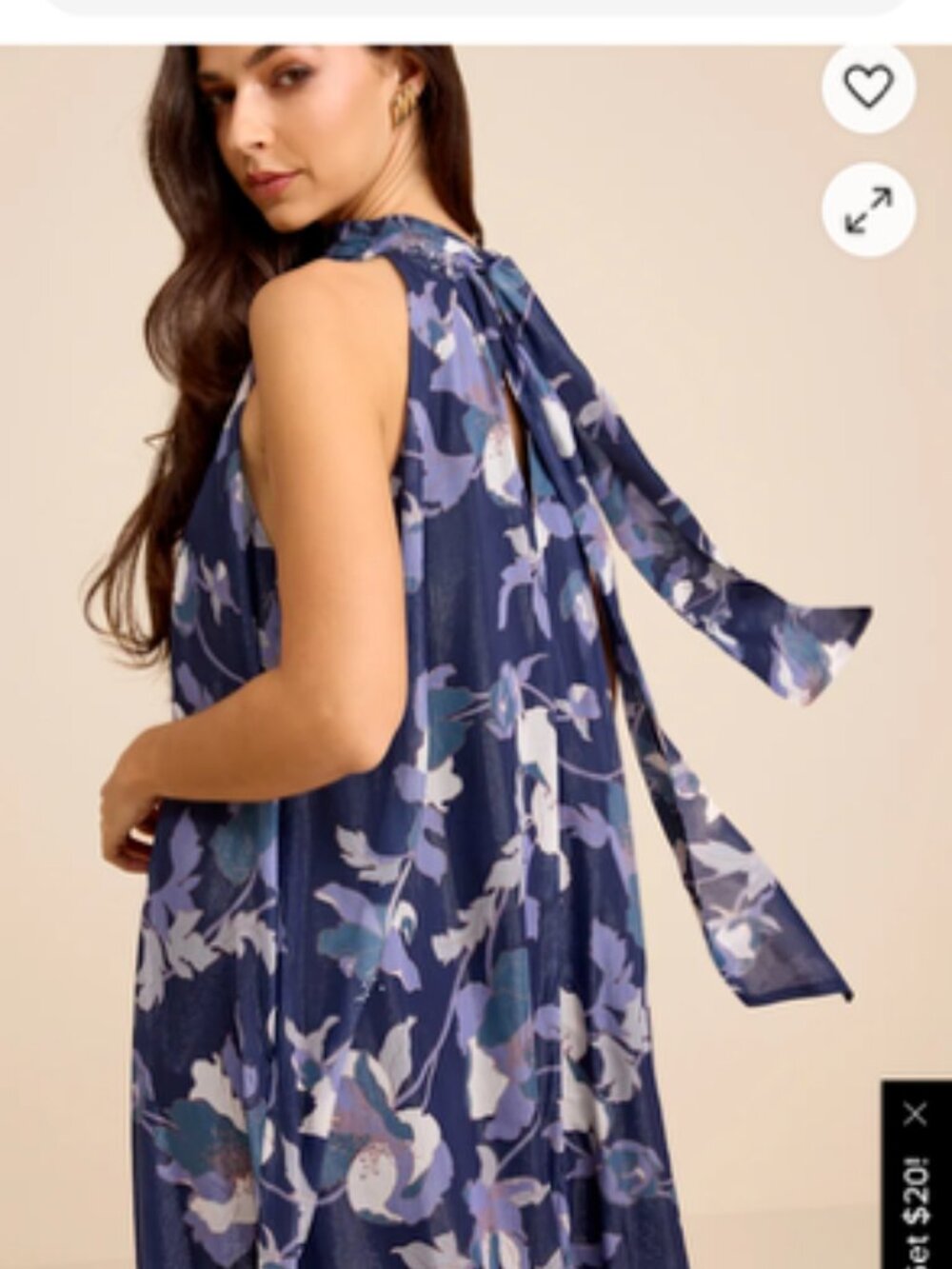 Lulus Sanza Navy Floral Halter Shift Maxi Dress Blue - Size M - Picture 4 of 4